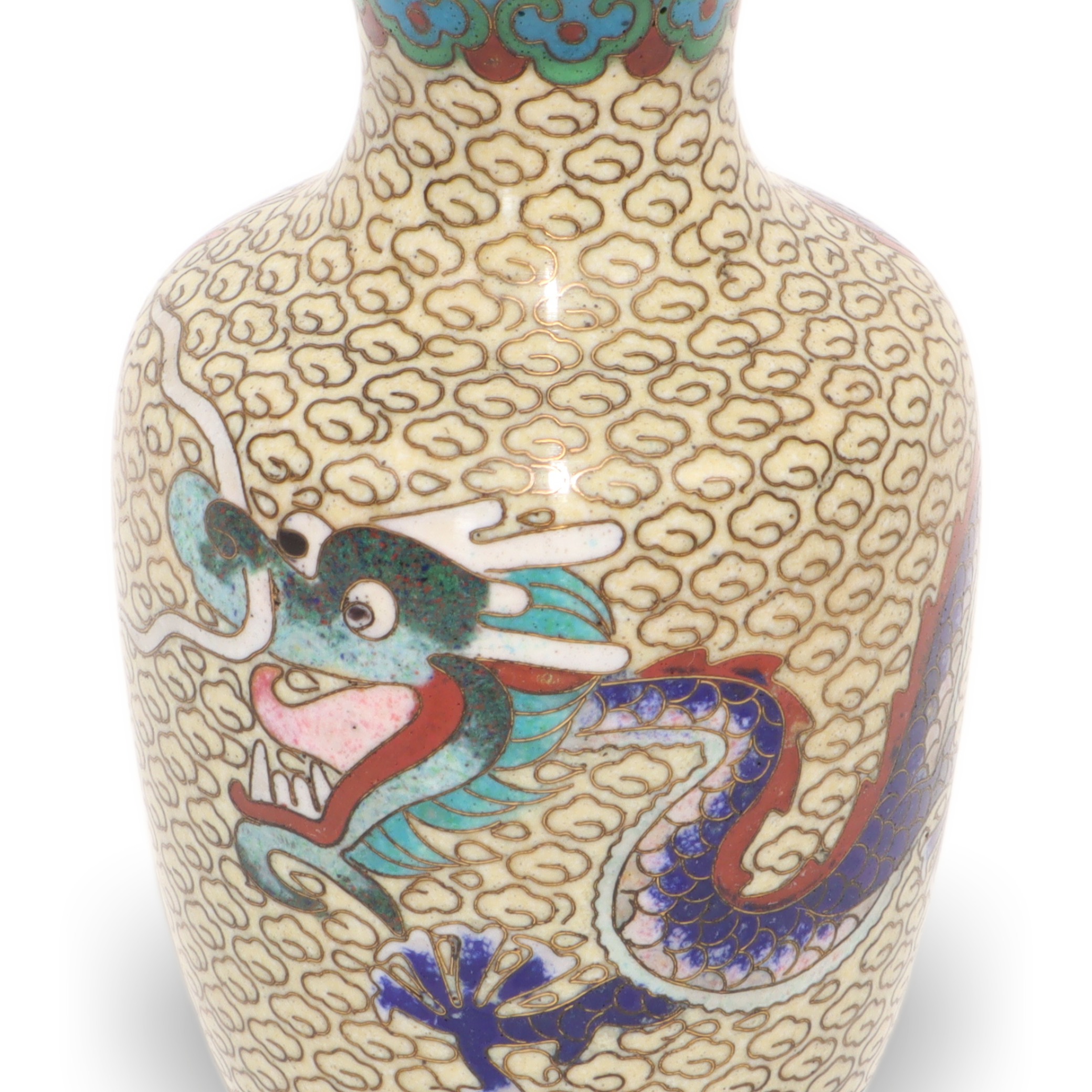 Chinesische Drachenvase - Cloisonné - Emaille - Messing - Vintage Asia Dekor Thumbnail for Chinesische Drachenvase - Cloisonné - Emaille - Messing - Vintage Asia Dekor