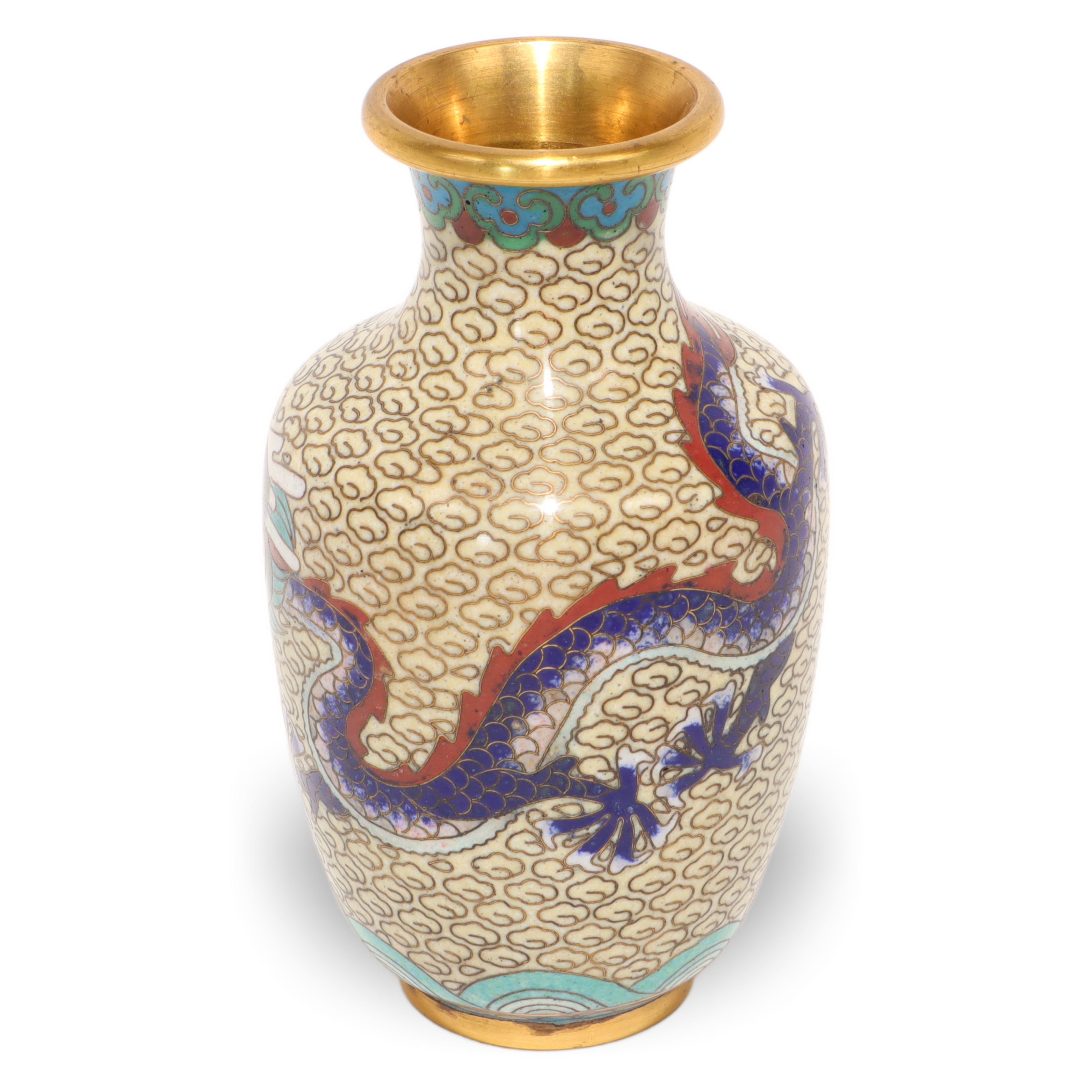 Chinesische Drachenvase - Cloisonné - Emaille - Messing - Vintage Asia Dekor Thumbnail for Chinesische Drachenvase - Cloisonné - Emaille - Messing - Vintage Asia Dekor