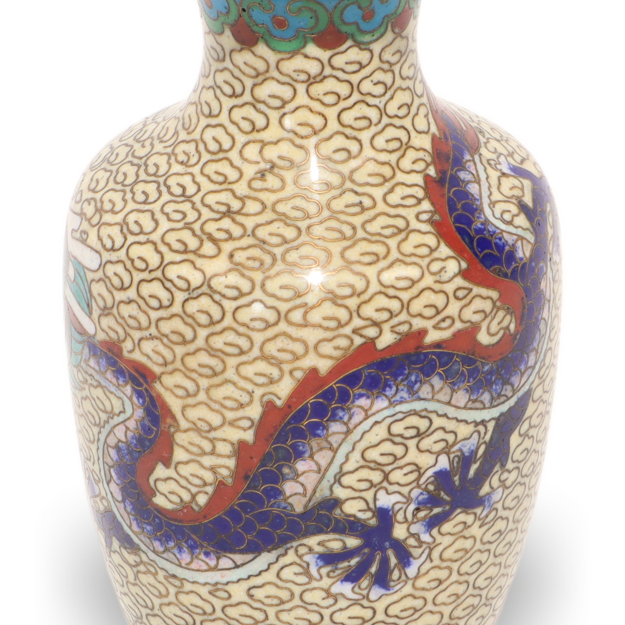 Chinesische Drachenvase - Cloisonné - Emaille - Messing - Vintage Asia Dekor Thumbnail for Chinesische Drachenvase - Cloisonné - Emaille - Messing - Vintage Asia Dekor
