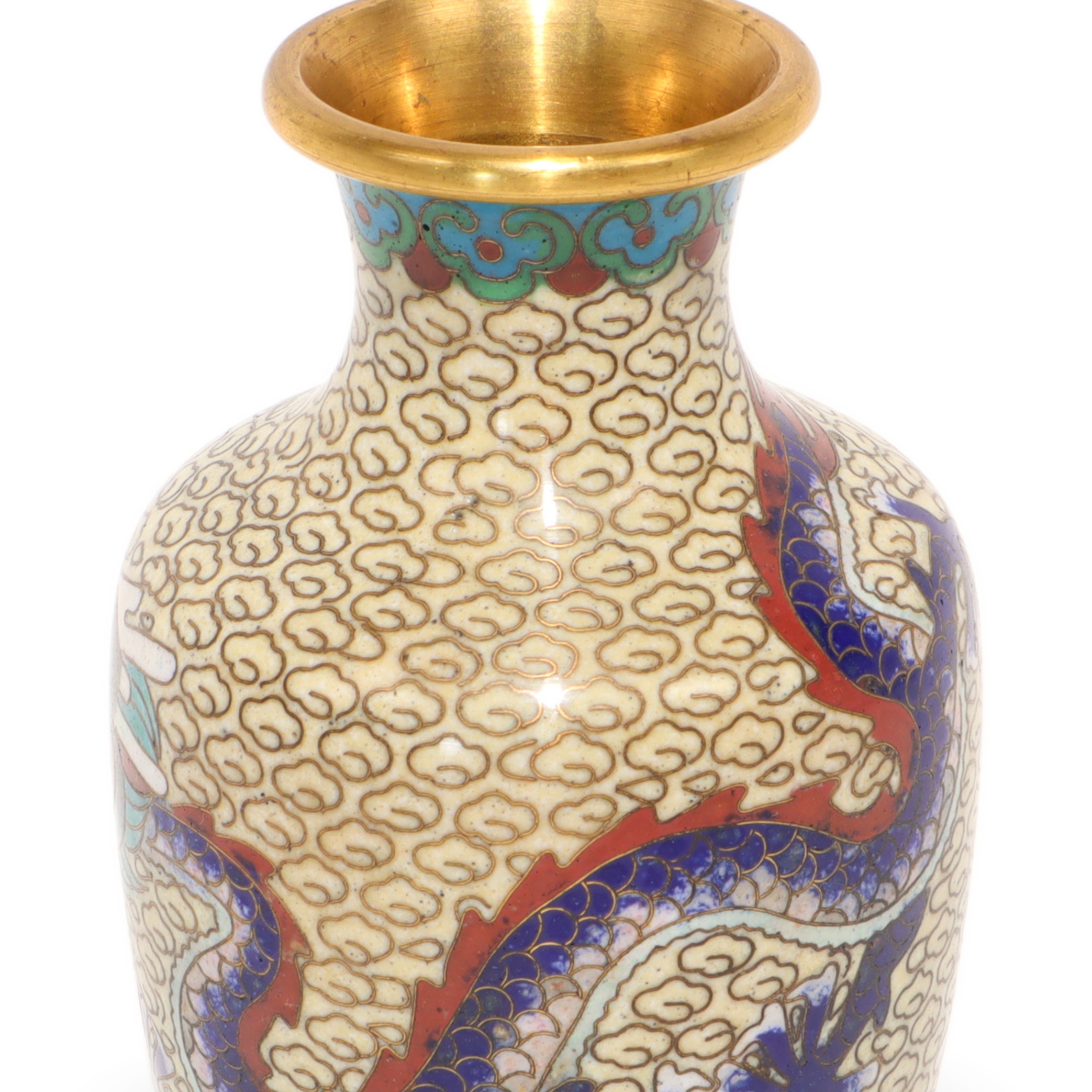 Chinesische Drachenvase - Cloisonné - Emaille - Messing - Vintage Asia Dekor Thumbnail for Chinesische Drachenvase - Cloisonné - Emaille - Messing - Vintage Asia Dekor
