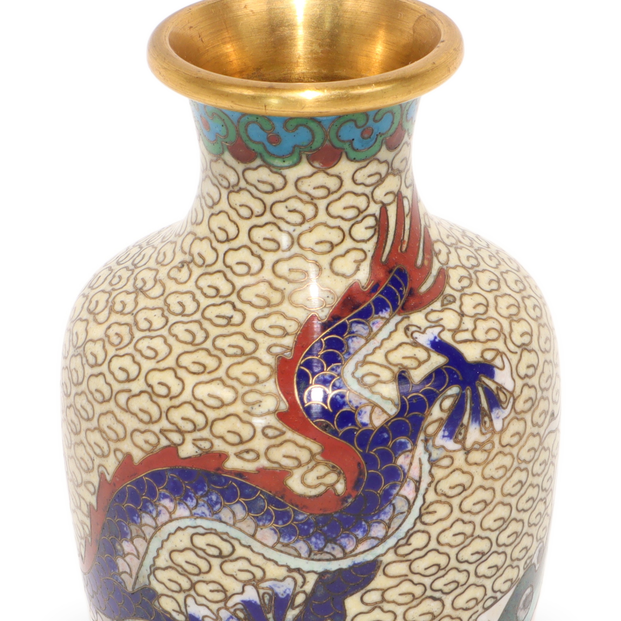Chinesische Drachenvase - Cloisonné - Emaille - Messing - Vintage Asia Dekor Thumbnail for Chinesische Drachenvase - Cloisonné - Emaille - Messing - Vintage Asia Dekor