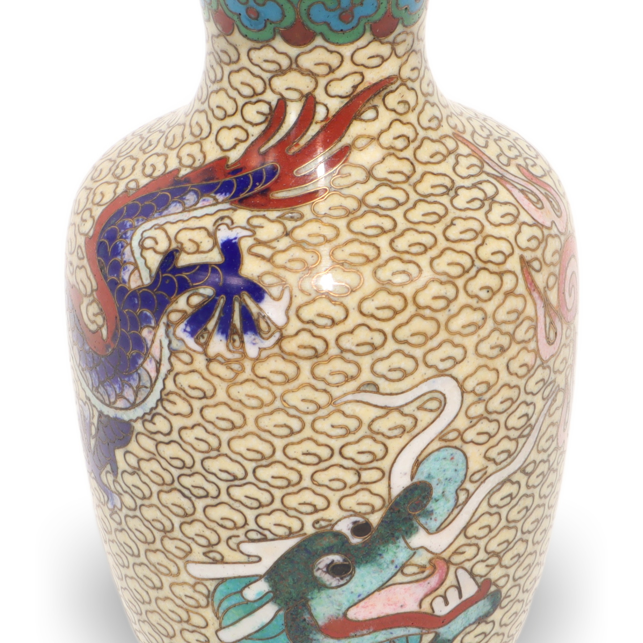 Chinesische Drachenvase - Cloisonné - Emaille - Messing - Vintage Asia Dekor Thumbnail for Chinesische Drachenvase - Cloisonné - Emaille - Messing - Vintage Asia Dekor