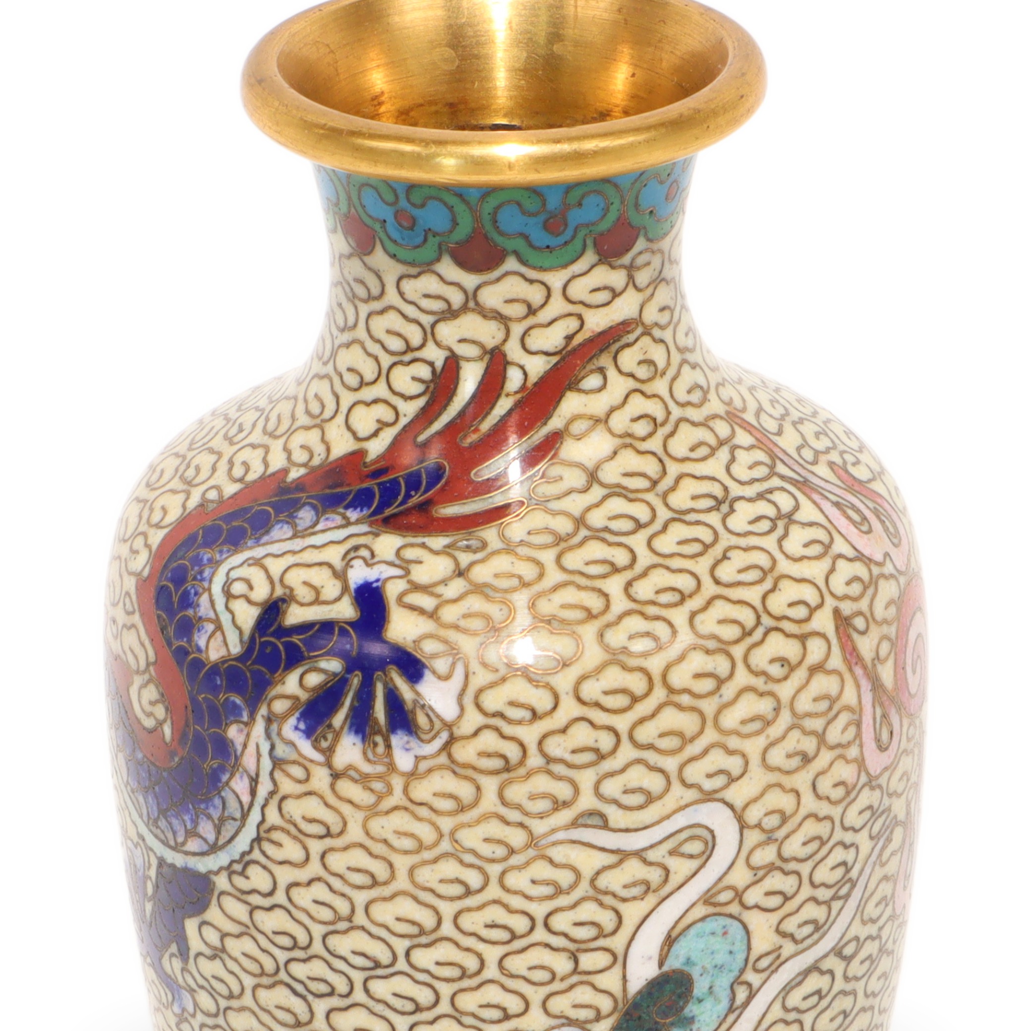 Chinesische Drachenvase - Cloisonné - Emaille - Messing - Vintage Asia Dekor Thumbnail for Chinesische Drachenvase - Cloisonné - Emaille - Messing - Vintage Asia Dekor