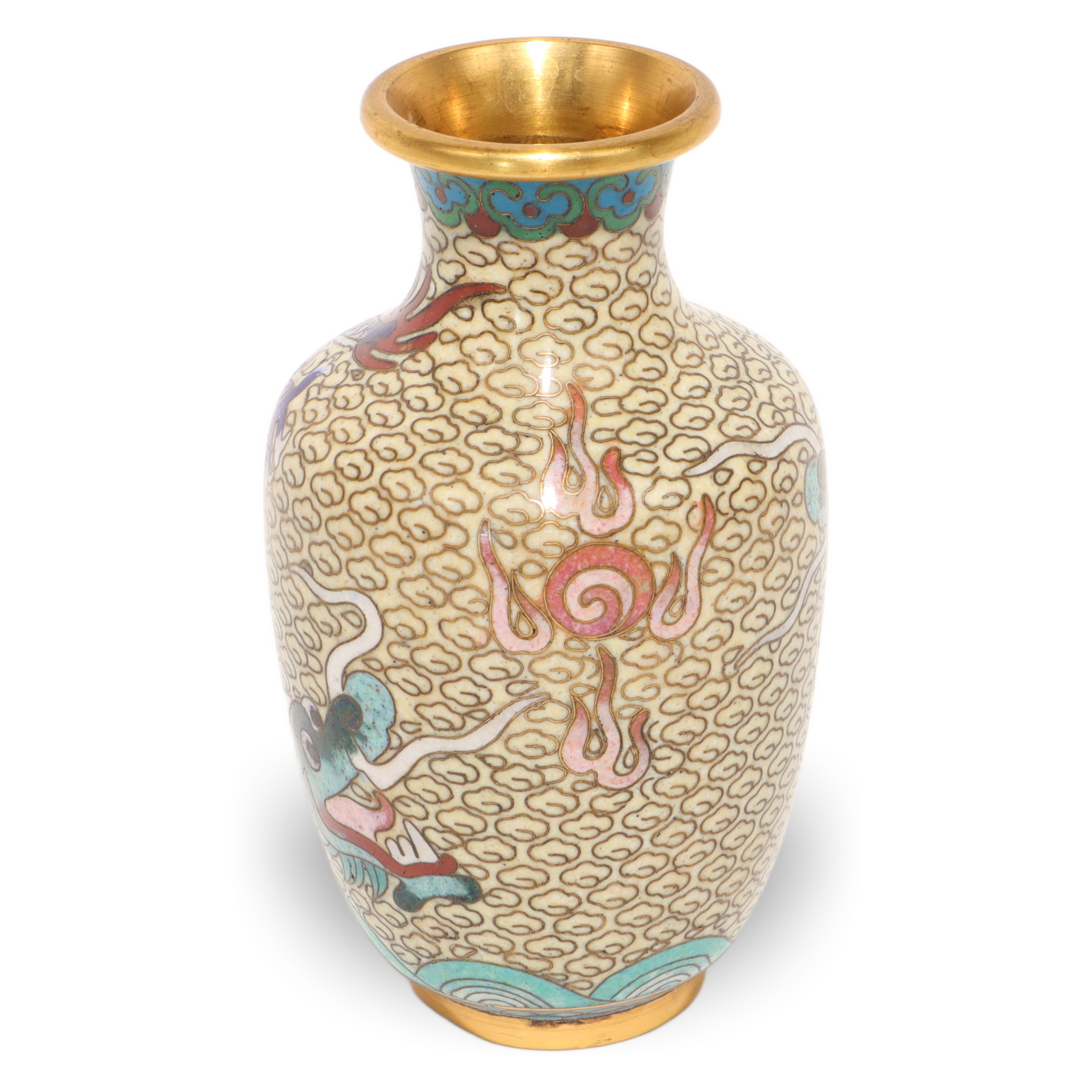 Chinesische Drachenvase - Cloisonné - Emaille - Messing - Vintage Asia Dekor Thumbnail for Chinesische Drachenvase - Cloisonné - Emaille - Messing - Vintage Asia Dekor