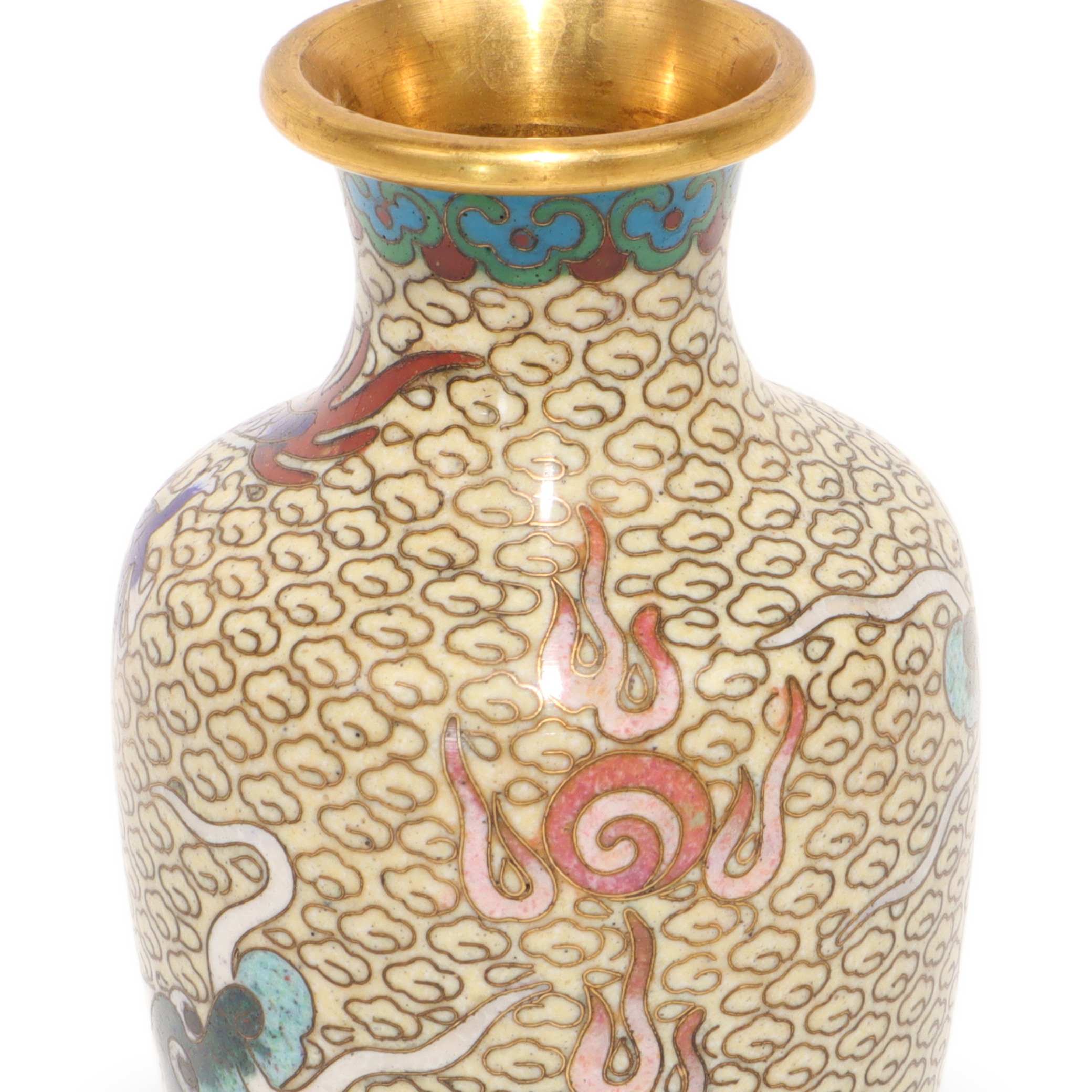 Chinesische Drachenvase - Cloisonné - Emaille - Messing - Vintage Asia Dekor Thumbnail for Chinesische Drachenvase - Cloisonné - Emaille - Messing - Vintage Asia Dekor