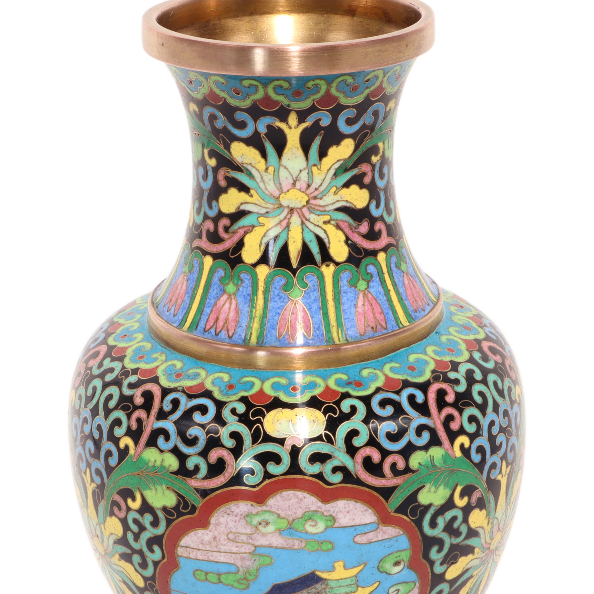 Cloisonné Messingvase China - Vintage Emaille - Florale Dekoration Thumbnail for Cloisonné Messingvase China - Vintage Emaille - Florale Dekoration