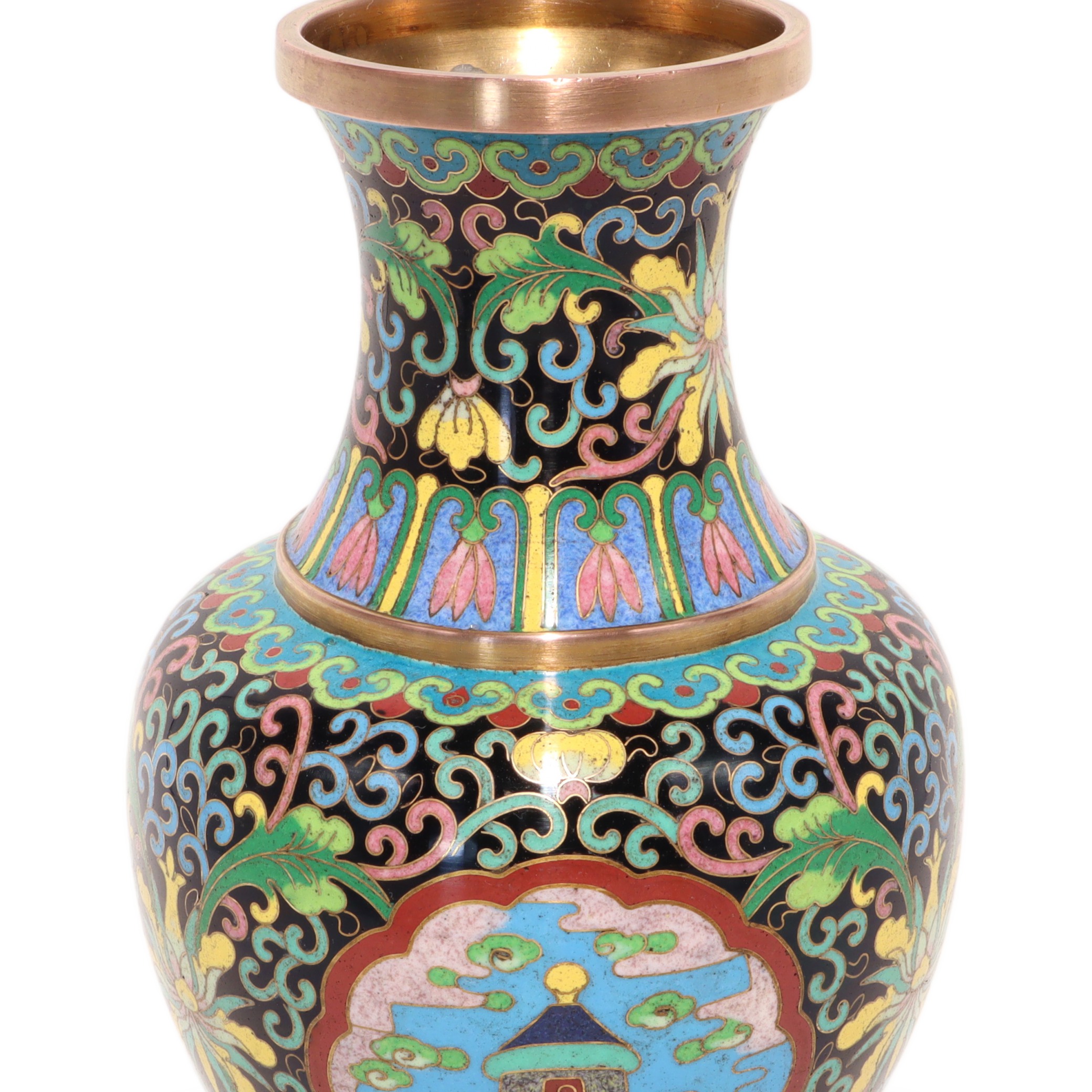 Cloisonné Messingvase China - Vintage Emaille - Florale Dekoration Thumbnail for Cloisonné Messingvase China - Vintage Emaille - Florale Dekoration