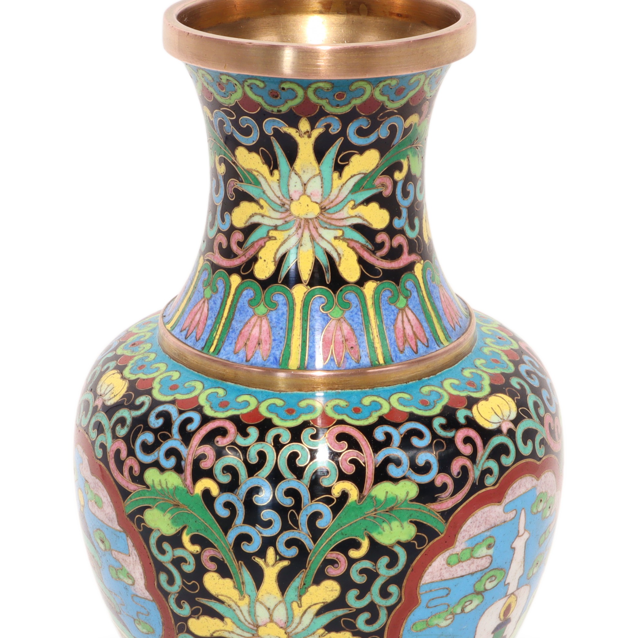 Cloisonné Messingvase China - Vintage Emaille - Florale Dekoration Thumbnail for Cloisonné Messingvase China - Vintage Emaille - Florale Dekoration