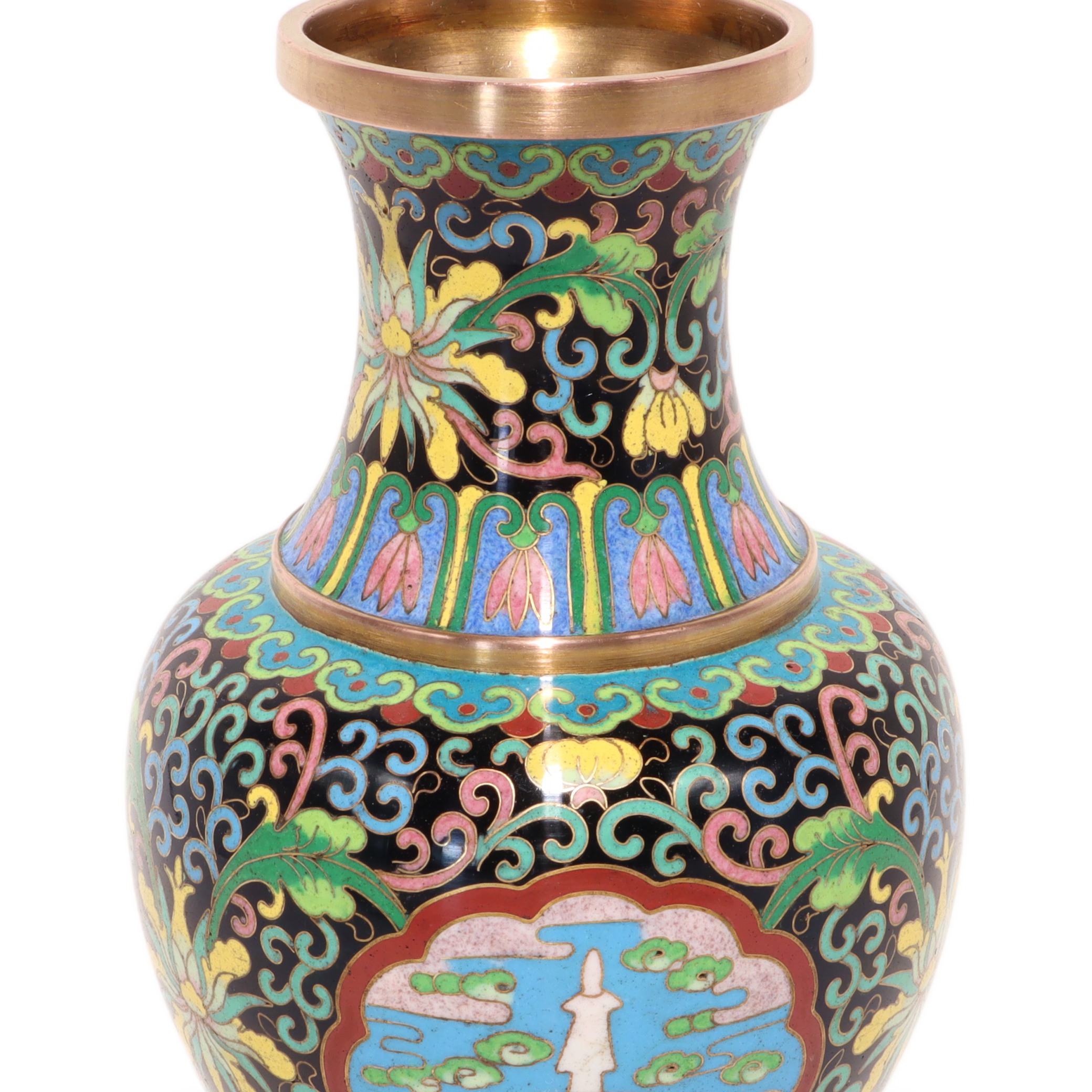 Cloisonné Messingvase China - Vintage Emaille - Florale Dekoration Thumbnail for Cloisonné Messingvase China - Vintage Emaille - Florale Dekoration