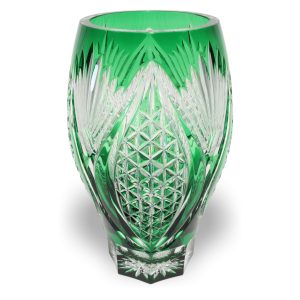 Kristallglas Bohemia - Große Grüne Vase - Tschechische Vintage-Dekoration