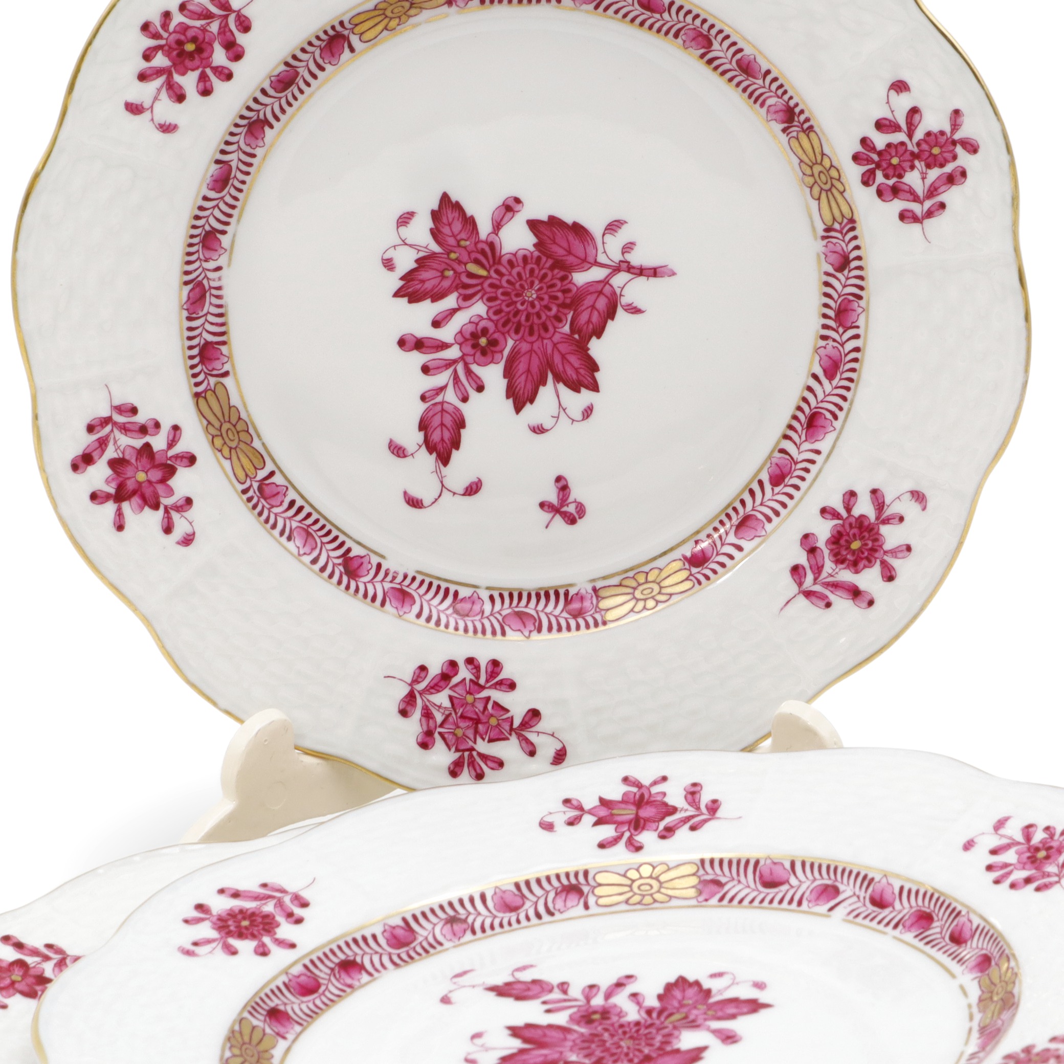 Set Aus 3 Antiken Herend Apponyi Desserttellern - 15 Cm - Purpur - Handbemaltes Porzellan - 1930 Thumbnail for Set Aus 3 Antiken Herend Apponyi Desserttellern - 15 Cm - Purpur - Handbemaltes Porzellan - 1930