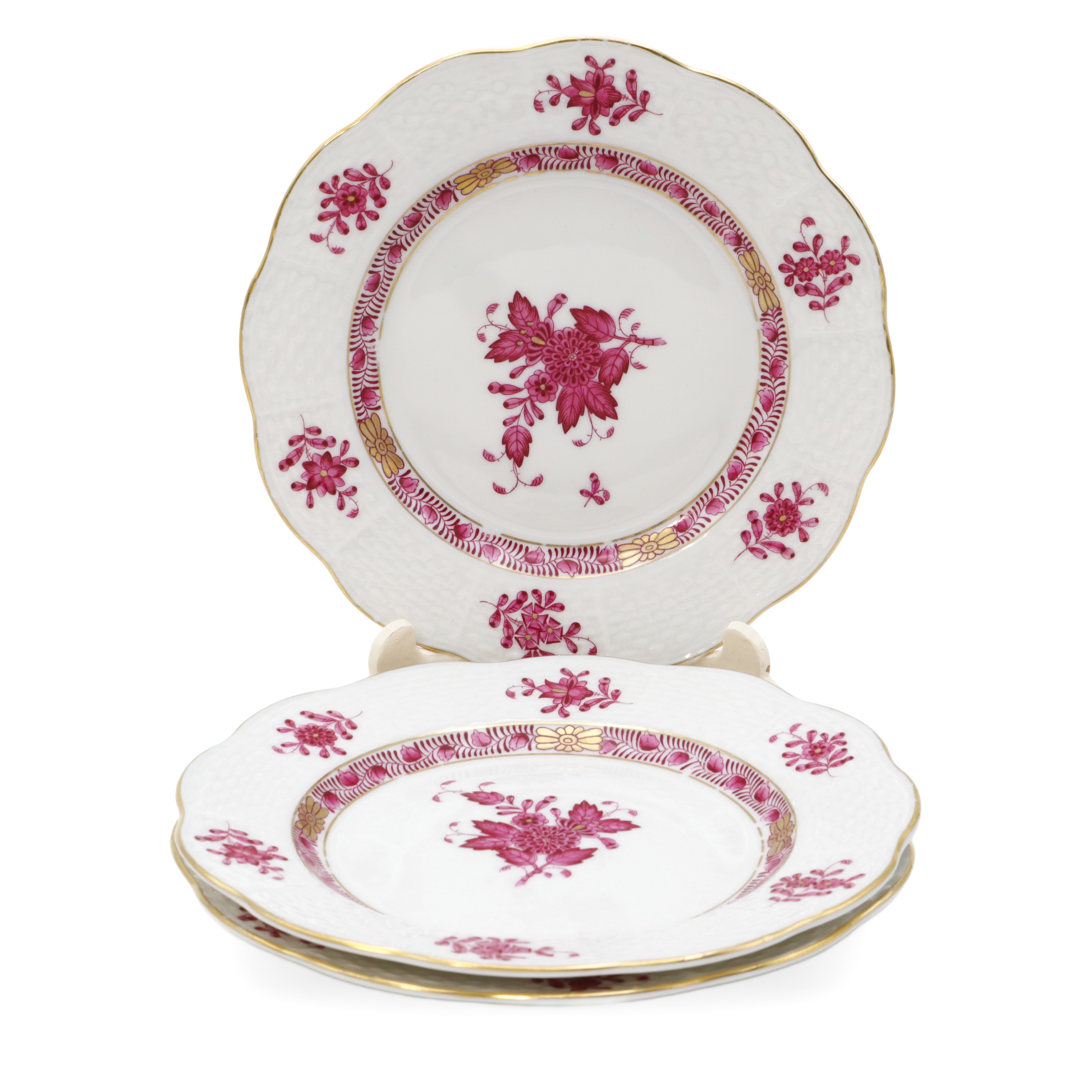 Set Aus 3 Antiken Herend Apponyi Desserttellern - 15 Cm - Purpur - Handbemaltes Porzellan - 1930 Thumbnail for Set Aus 3 Antiken Herend Apponyi Desserttellern - 15 Cm - Purpur - Handbemaltes Porzellan - 1930