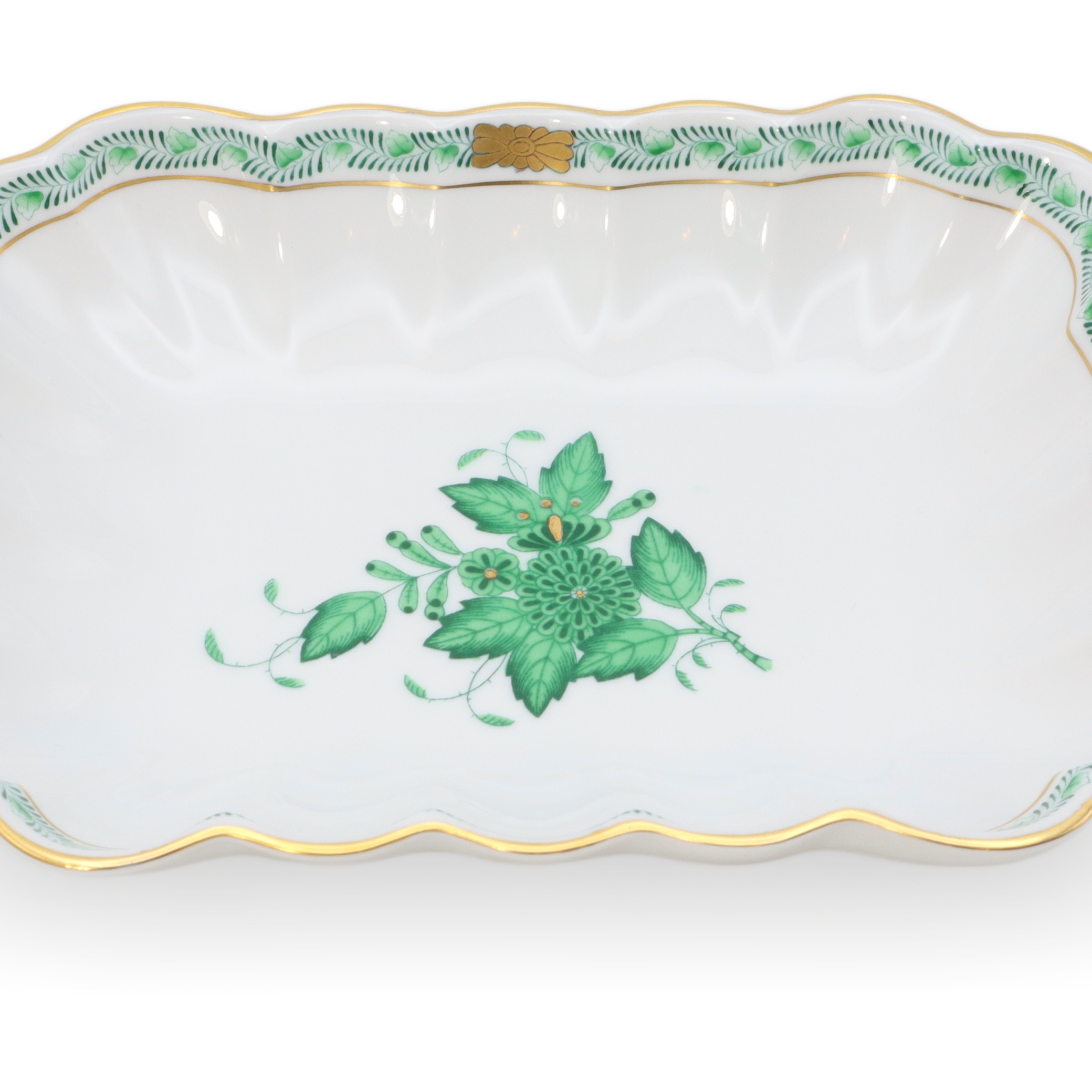 Herend Apponyi Grün - Schmuckschale - Serviertablett - Porzellanschale - Vintage Ungarisches Porzellan Thumbnail for Herend Apponyi Grün - Schmuckschale - Serviertablett - Porzellanschale - Vintage Ungarisches Porzellan