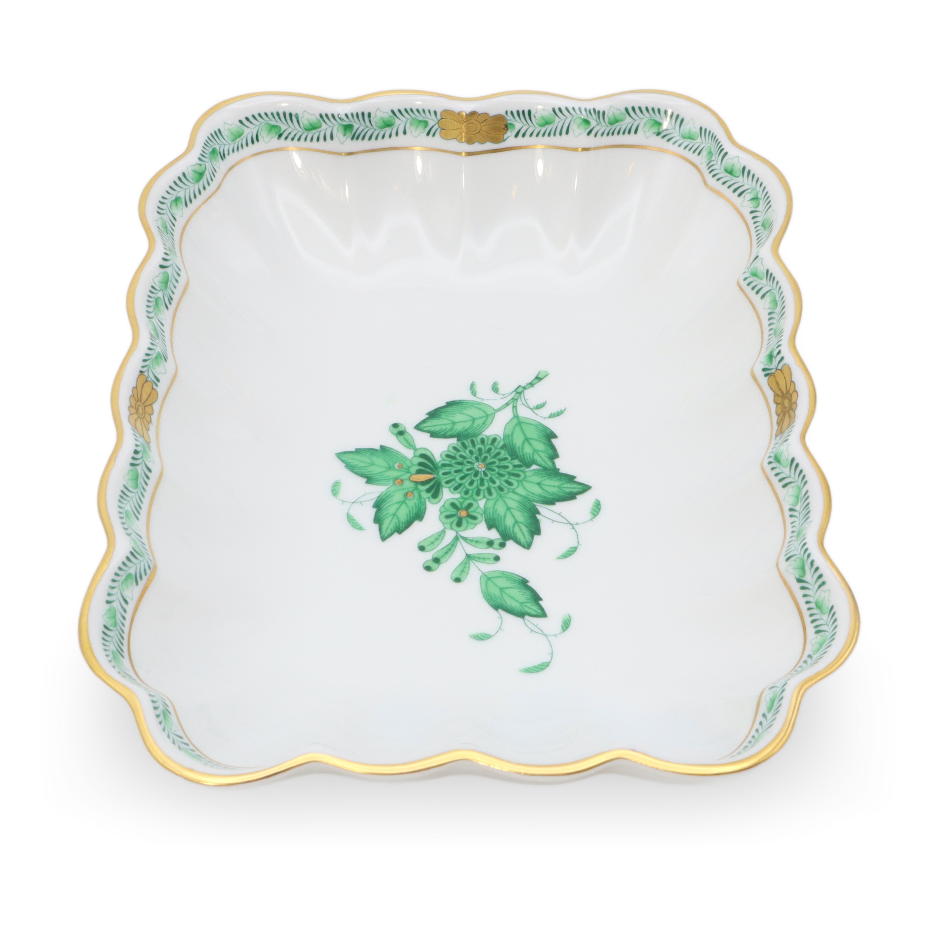 Herend Apponyi Grün - Schmuckschale - Serviertablett - Porzellanschale - Vintage Ungarisches Porzellan Thumbnail for Herend Apponyi Grün - Schmuckschale - Serviertablett - Porzellanschale - Vintage Ungarisches Porzellan