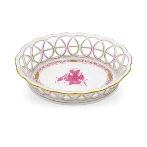 Herend Apponyi Purpur Oval Durchbrochener Korb - Porzellan-Mittelstück - Durchbrochene Obstschale