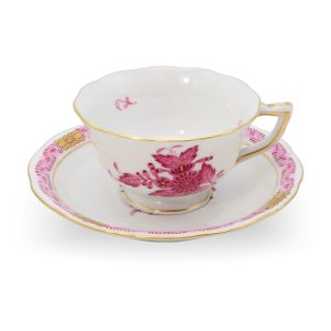 Herend Apponyi Purpur Mocca - Espresso Tassen Untertassen Set - Handbemaltes Porzellan - Ungarn