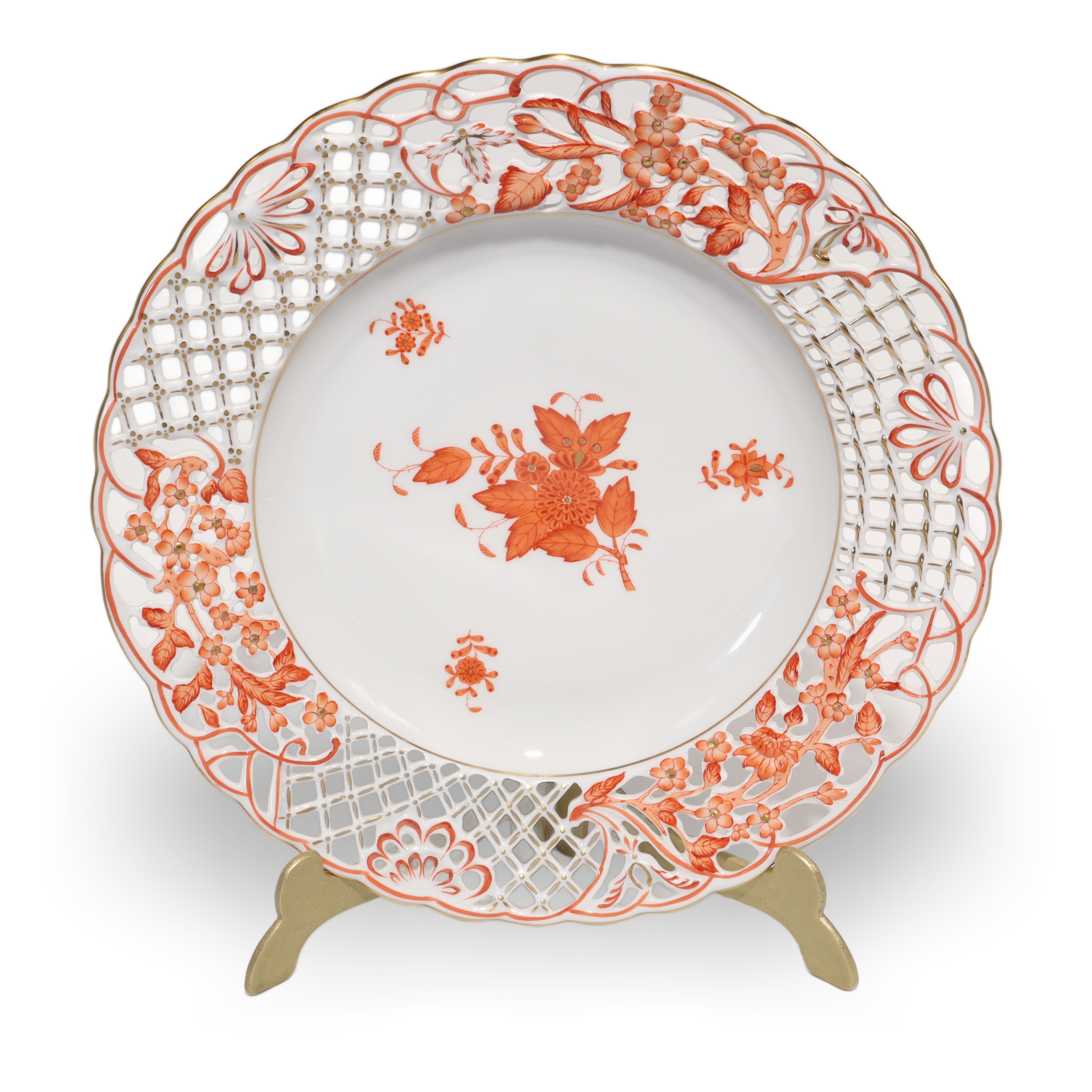 Herend Apponyi Rust Durchbruch Speiseteller - Handbemaltes Antikes Porzellan - Ungarn Herend Apponyi Rust Durchbruch Speiseteller - Handbemaltes Antikes Porzellan - Ungarn