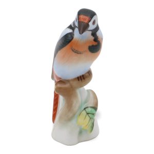 Herend Porzellan Specht Vogel Figur - Ungarn - Handbemalt - Tischdeko - Wildtier Skulptur - Mid Century