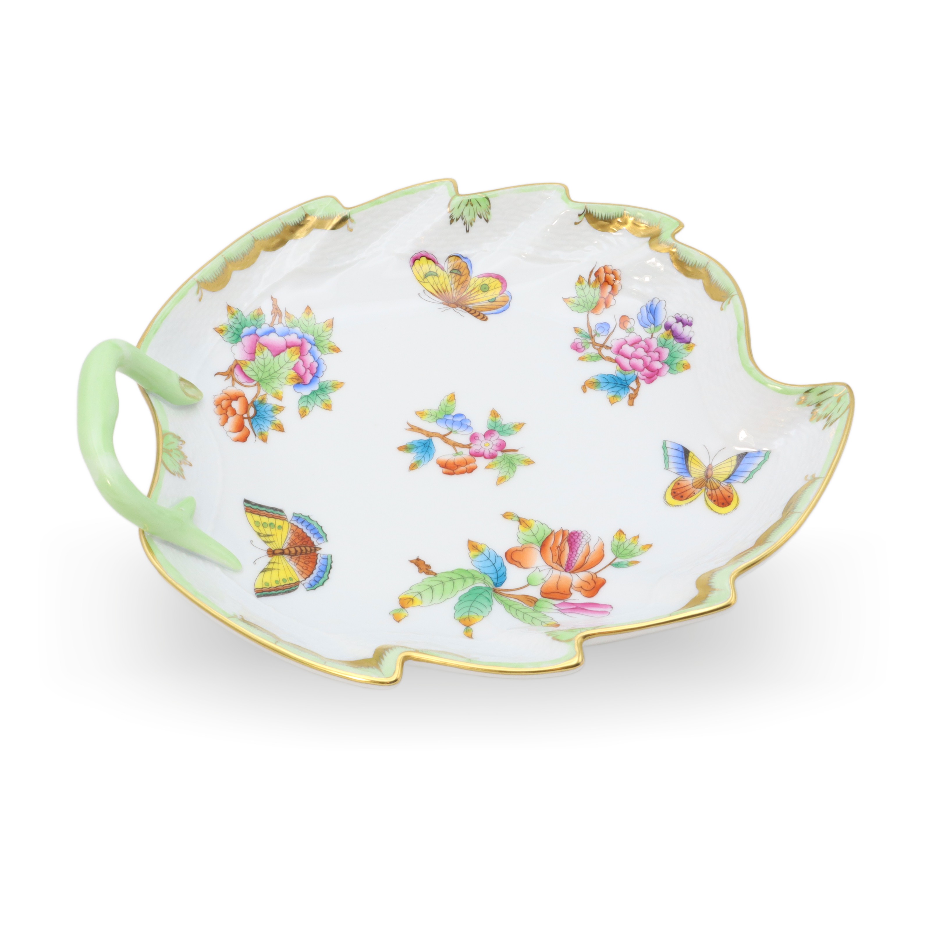 Herend Queen Victoria - Große Handbemalte Blatt-Schale - Porzellan - Dekorative Schale Herend Queen Victoria - Große Handbemalte Blatt-Schale - Porzellan - Dekorative Schale