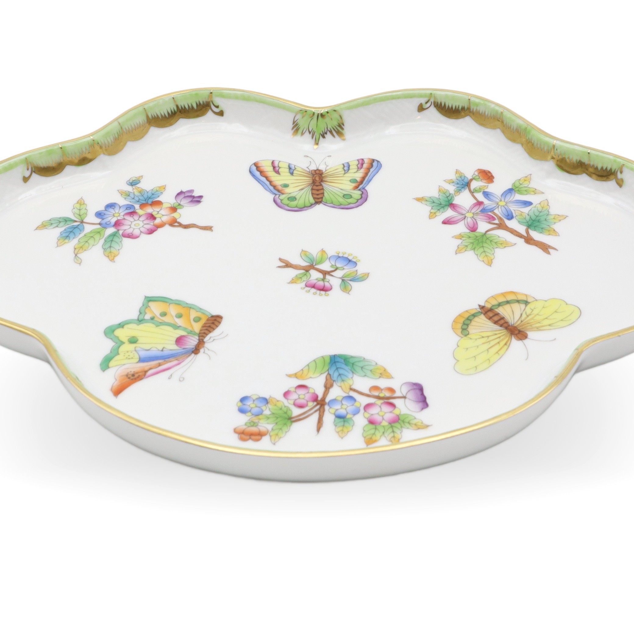 Herend Queen Victoria Geschwungenes Tablett - Handbemaltes Porzellan - Schmetterlingsmotiv - Ungarisches Fine China - Vintage Servierplatte Thumbnail for Herend Queen Victoria Geschwungenes Tablett - Handbemaltes Porzellan - Schmetterlingsmotiv - Ungarisches Fine China - Vintage Servierplatte