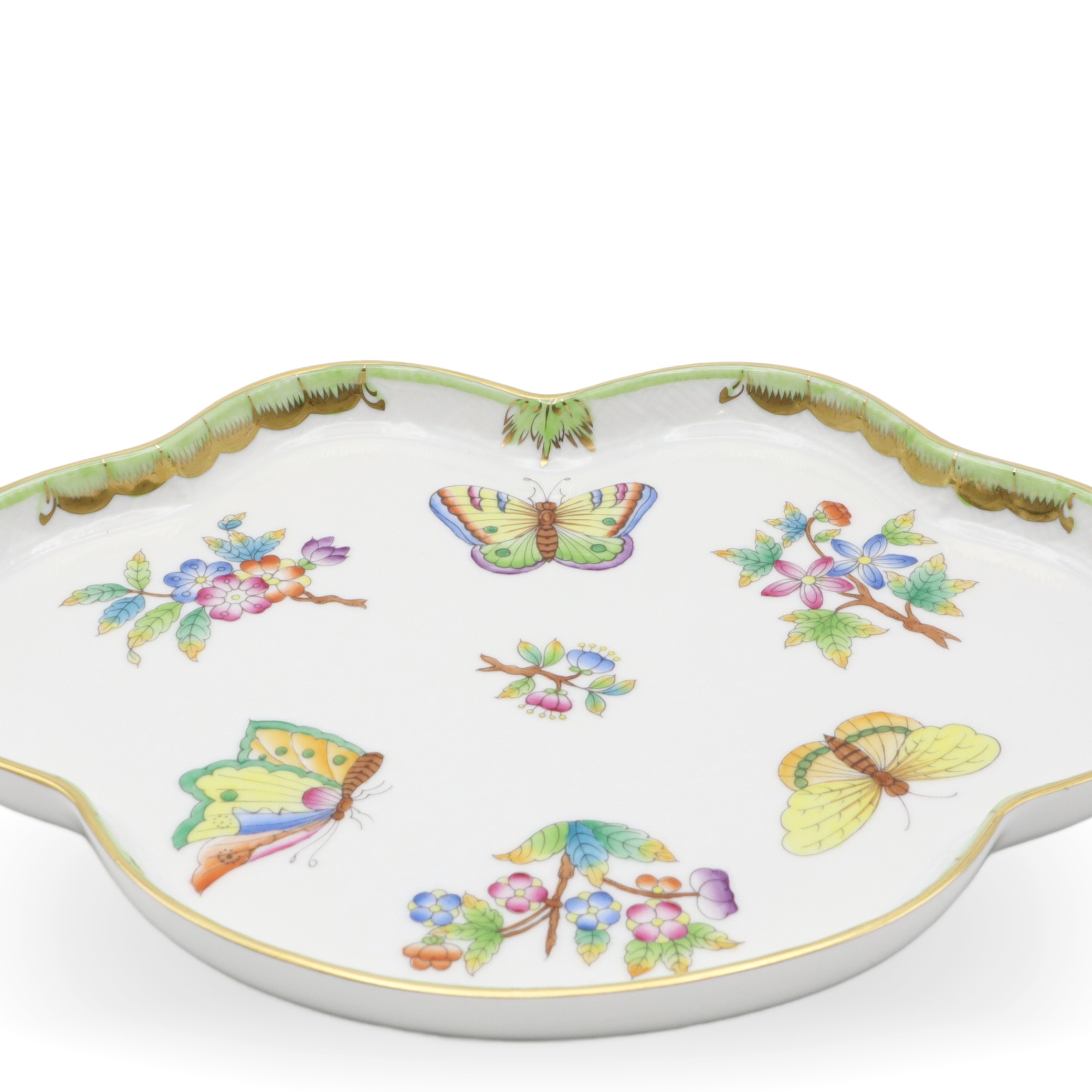 Herend Queen Victoria Geschwungenes Tablett - Handbemaltes Porzellan - Schmetterlingsmotiv - Ungarisches Fine China - Vintage Servierplatte Thumbnail for Herend Queen Victoria Geschwungenes Tablett - Handbemaltes Porzellan - Schmetterlingsmotiv - Ungarisches Fine China - Vintage Servierplatte
