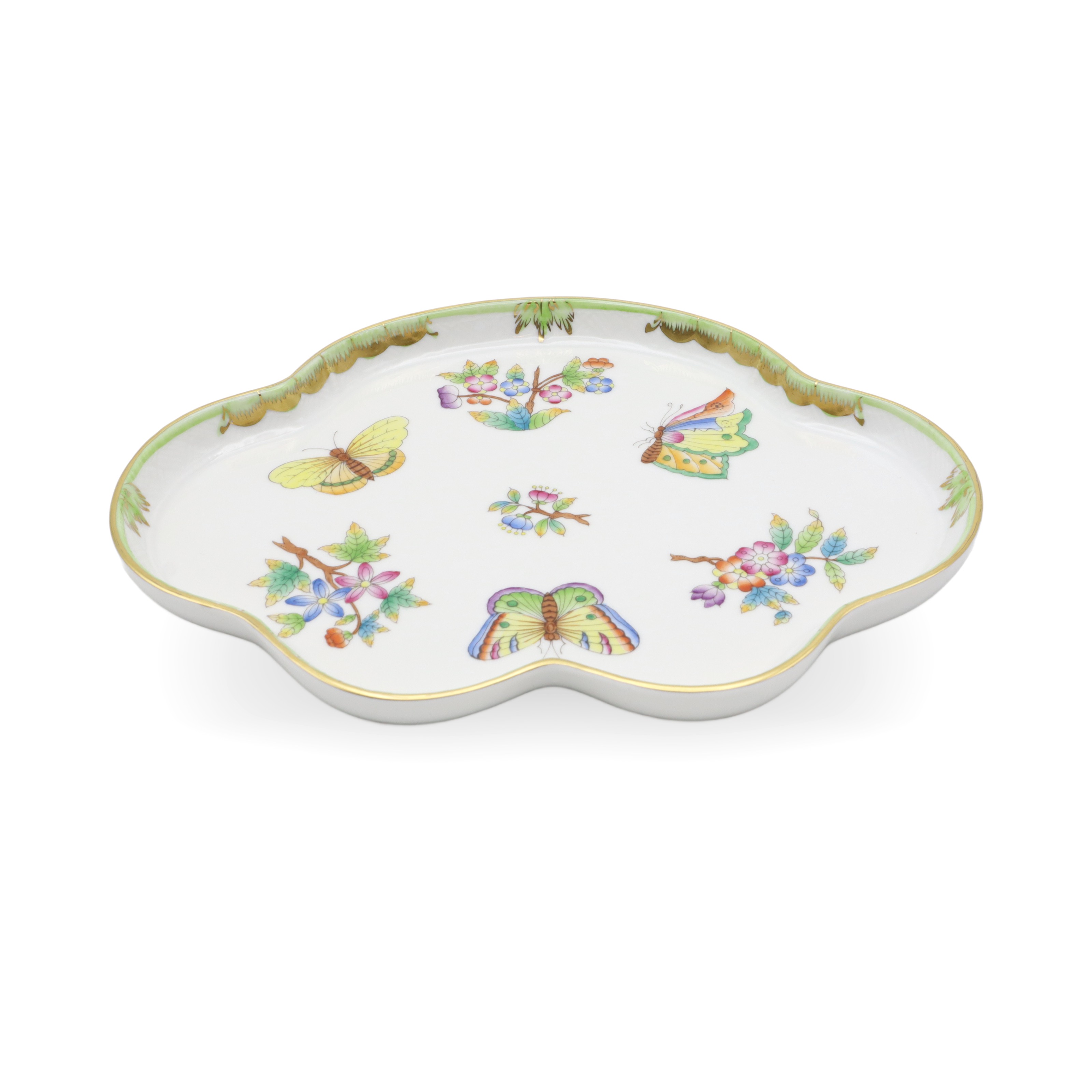 Herend Queen Victoria Geschwungenes Tablett - Handbemaltes Porzellan - Schmetterlingsmotiv - Ungarisches Fine China - Vintage Servierplatte Thumbnail for Herend Queen Victoria Geschwungenes Tablett - Handbemaltes Porzellan - Schmetterlingsmotiv - Ungarisches Fine China - Vintage Servierplatte