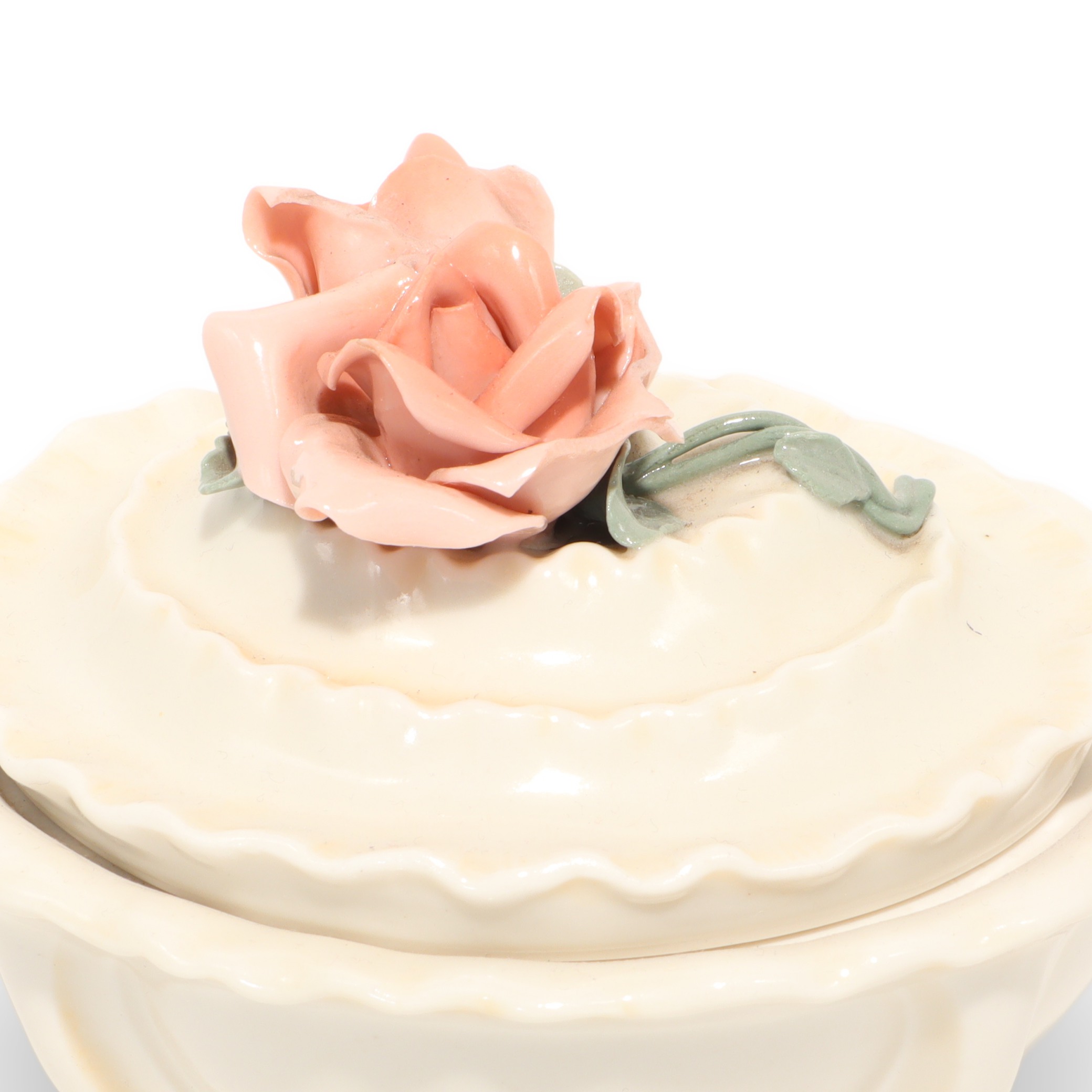 Karl Ens Porzellan Schmuckdose Mit Rosenhenkel - Vintage Deutsche Florale Schmuckschatulle Thumbnail for Karl Ens Porzellan Schmuckdose Mit Rosenhenkel - Vintage Deutsche Florale Schmuckschatulle