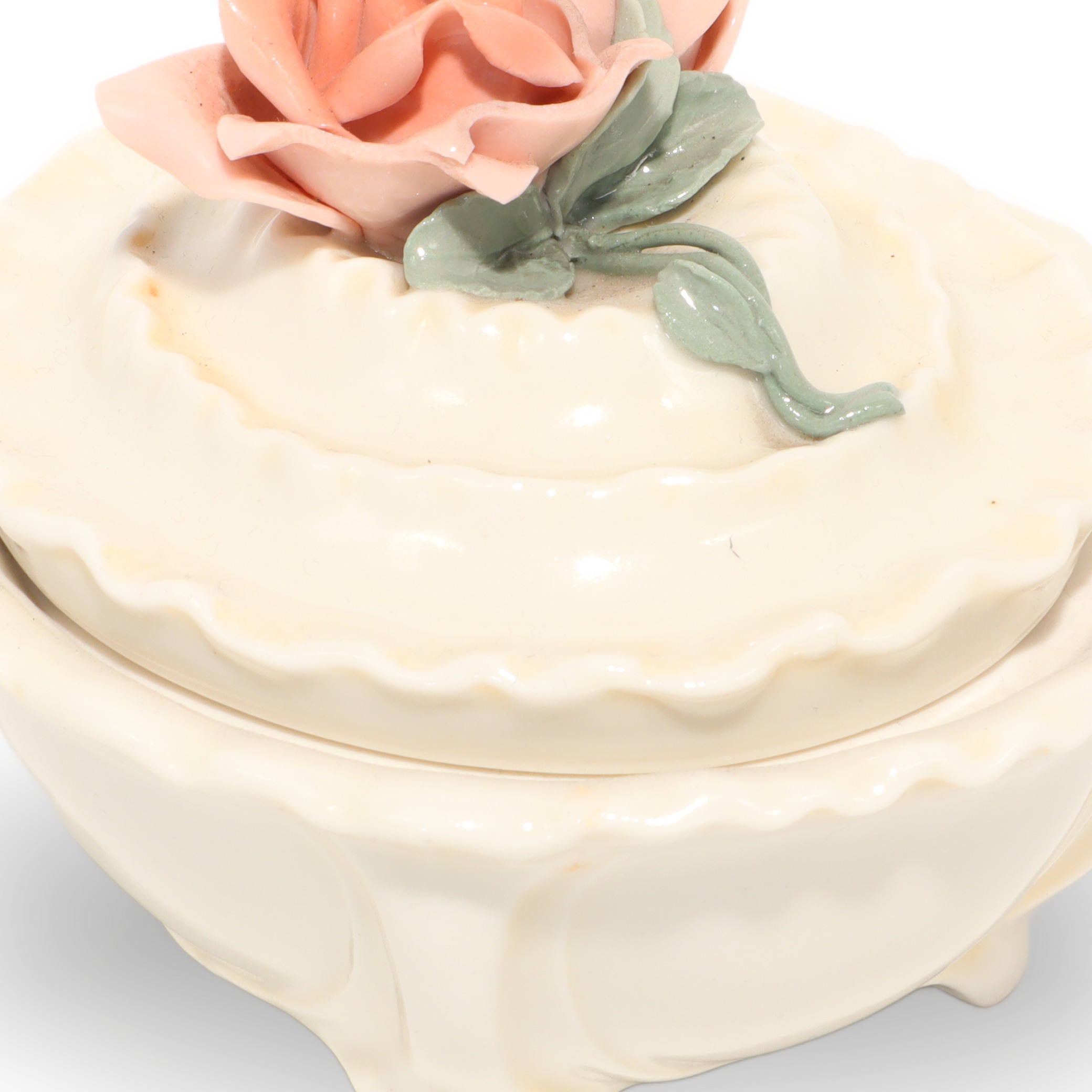 Karl Ens Porzellan Schmuckdose Mit Rosenhenkel - Vintage Deutsche Florale Schmuckschatulle Thumbnail for Karl Ens Porzellan Schmuckdose Mit Rosenhenkel - Vintage Deutsche Florale Schmuckschatulle