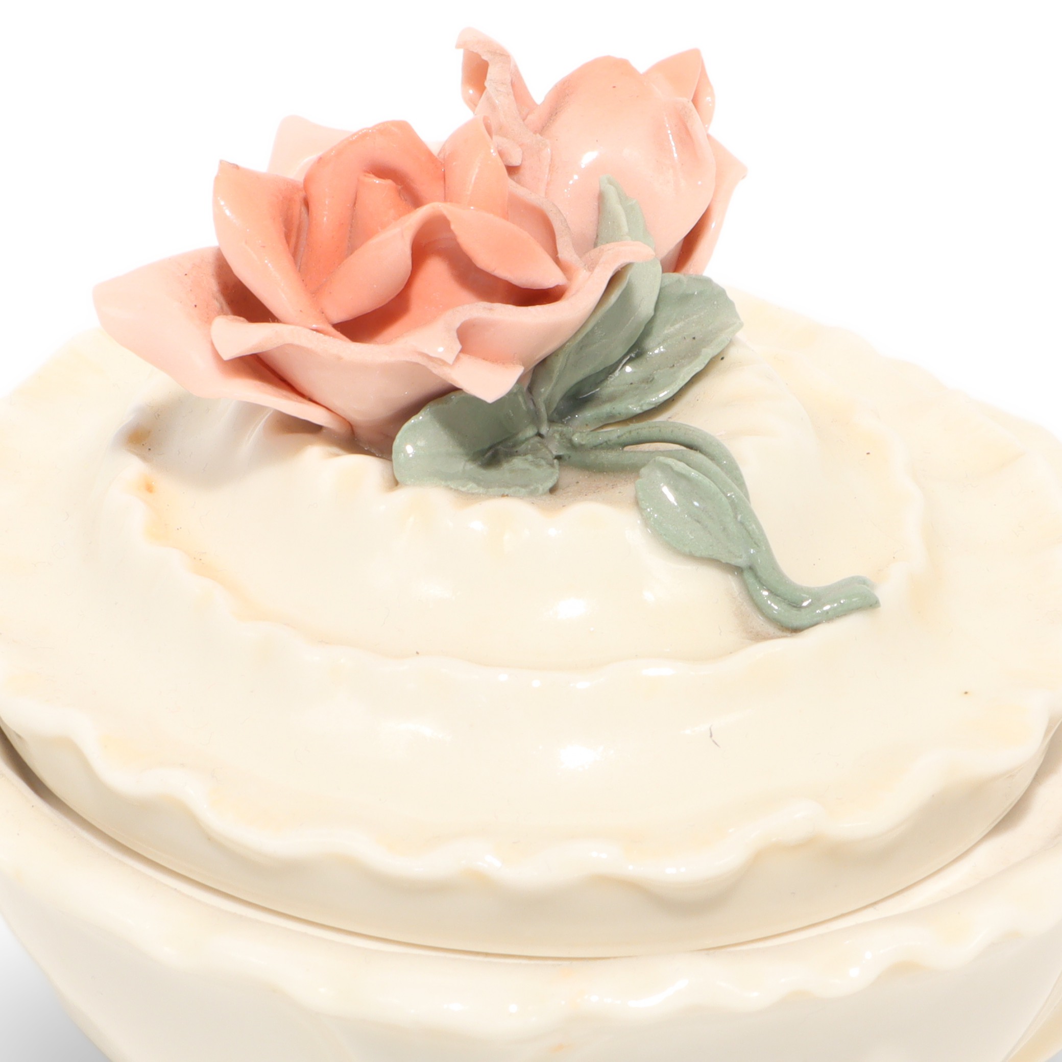 Karl Ens Porzellan Schmuckdose Mit Rosenhenkel - Vintage Deutsche Florale Schmuckschatulle Thumbnail for Karl Ens Porzellan Schmuckdose Mit Rosenhenkel - Vintage Deutsche Florale Schmuckschatulle