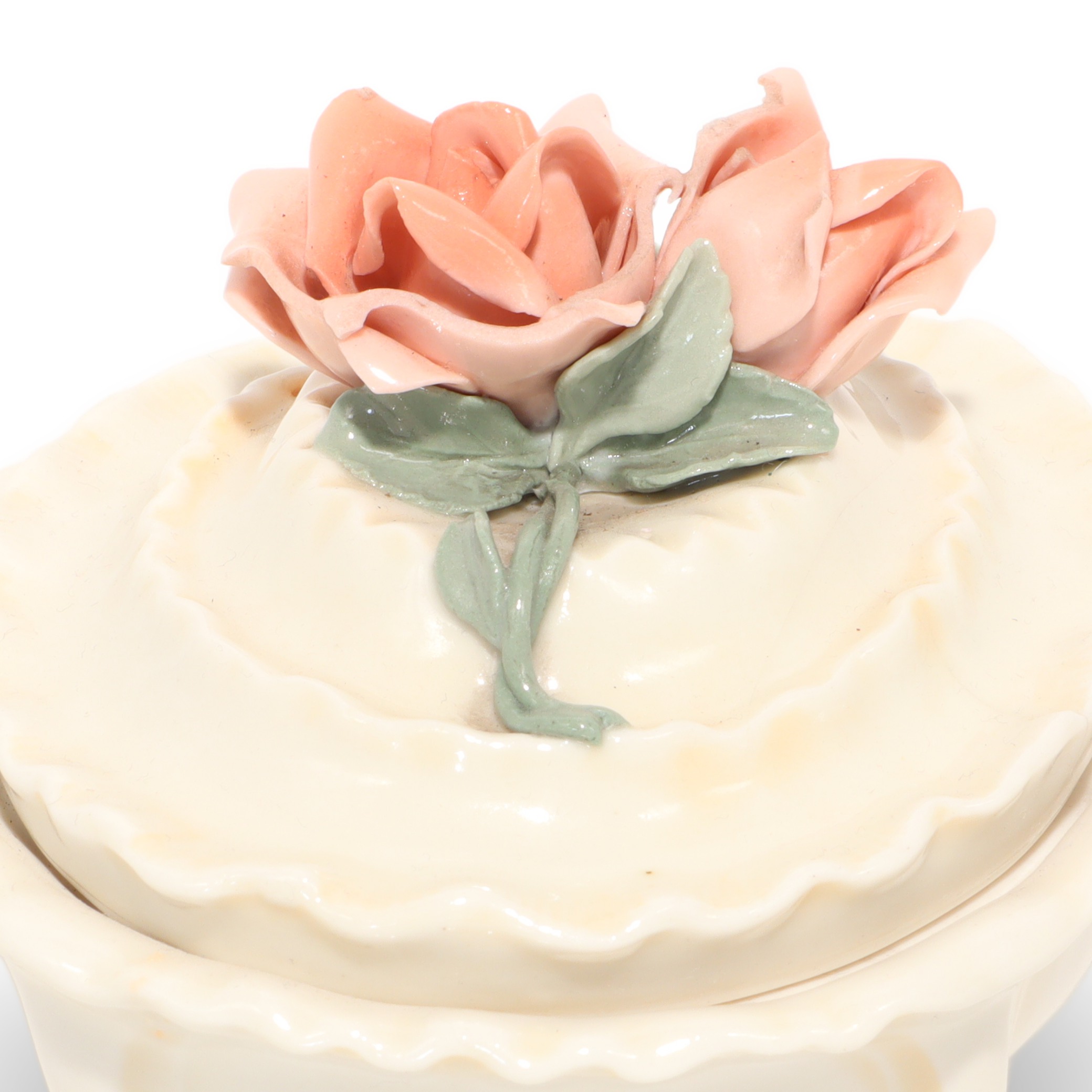 Karl Ens Porzellan Schmuckdose Mit Rosenhenkel - Vintage Deutsche Florale Schmuckschatulle Thumbnail for Karl Ens Porzellan Schmuckdose Mit Rosenhenkel - Vintage Deutsche Florale Schmuckschatulle