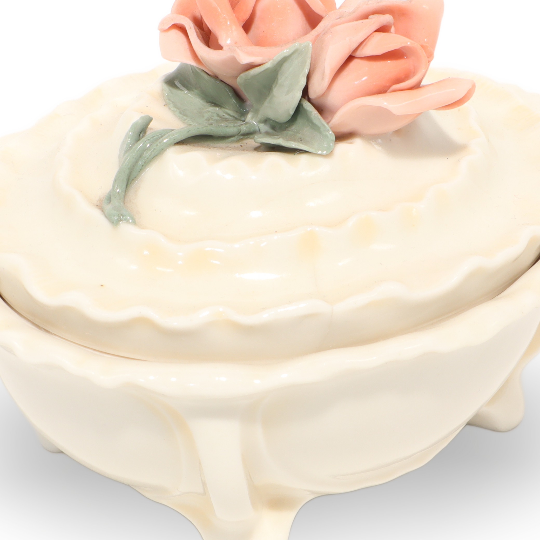 Karl Ens Porzellan Schmuckdose Mit Rosenhenkel - Vintage Deutsche Florale Schmuckschatulle Thumbnail for Karl Ens Porzellan Schmuckdose Mit Rosenhenkel - Vintage Deutsche Florale Schmuckschatulle