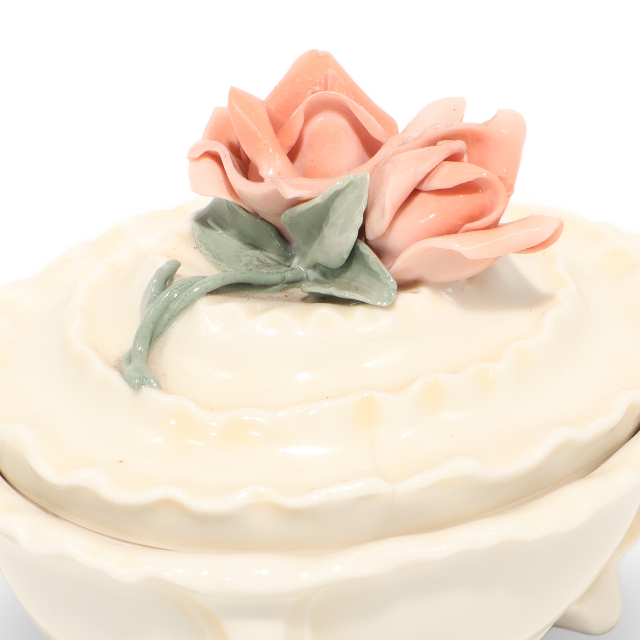 Karl Ens Porzellan Schmuckdose Mit Rosenhenkel - Vintage Deutsche Florale Schmuckschatulle Thumbnail for Karl Ens Porzellan Schmuckdose Mit Rosenhenkel - Vintage Deutsche Florale Schmuckschatulle