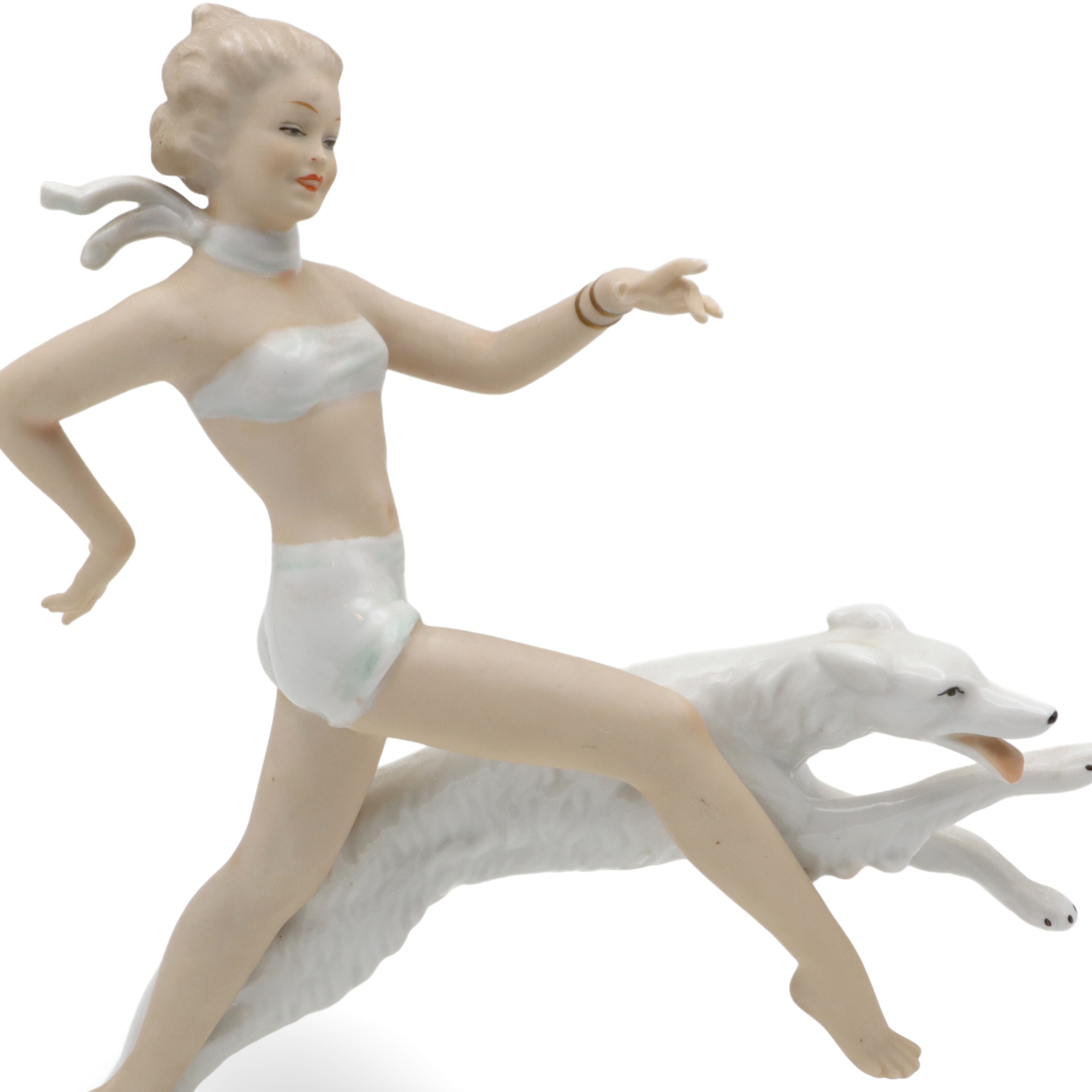 Wallendorf Dame - Laufend Mit Windhund - Porzellanfigur – Deutsche Porzellan Art Déco Statue Thumbnail for Wallendorf Dame - Laufend Mit Windhund - Porzellanfigur – Deutsche Porzellan Art Déco Statue