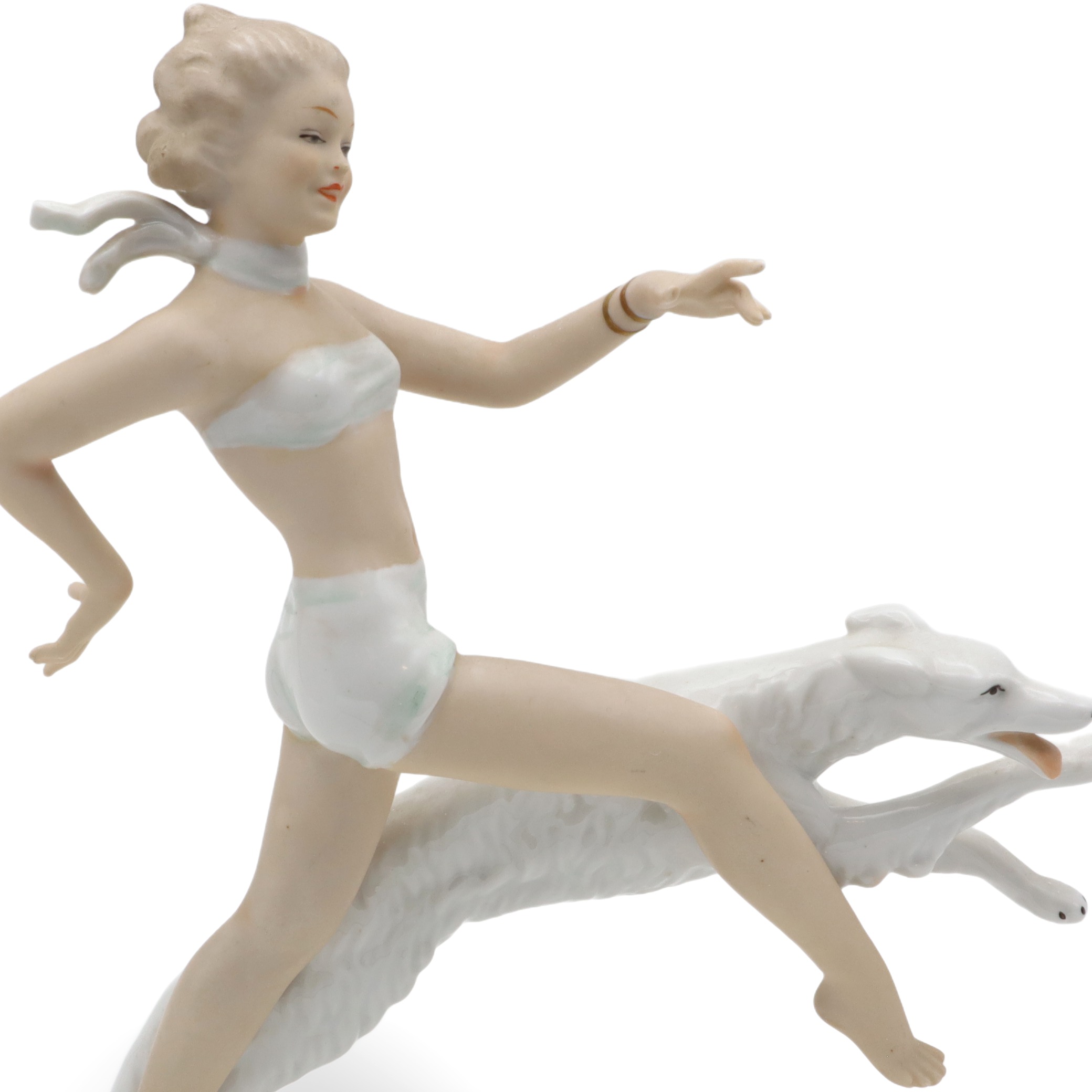 Wallendorf Dame - Laufend Mit Windhund - Porzellanfigur – Deutsche Porzellan Art Déco Statue Thumbnail for Wallendorf Dame - Laufend Mit Windhund - Porzellanfigur – Deutsche Porzellan Art Déco Statue