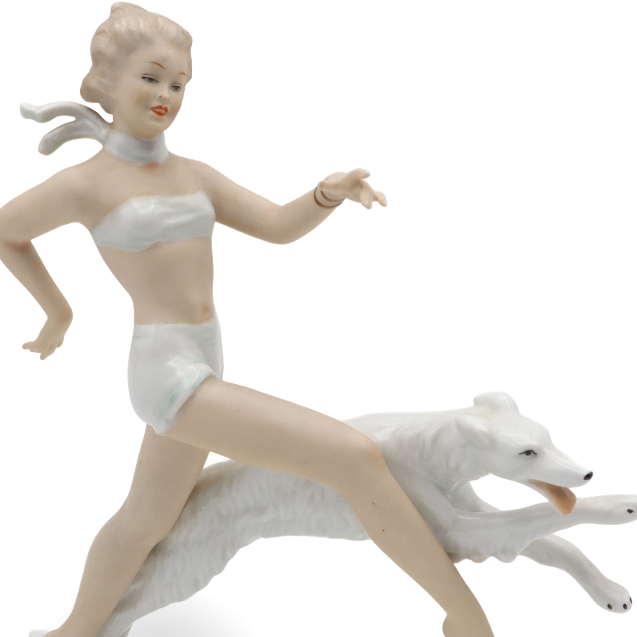 Wallendorf Dame - Laufend Mit Windhund - Porzellanfigur – Deutsche Porzellan Art Déco Statue Thumbnail for Wallendorf Dame - Laufend Mit Windhund - Porzellanfigur – Deutsche Porzellan Art Déco Statue