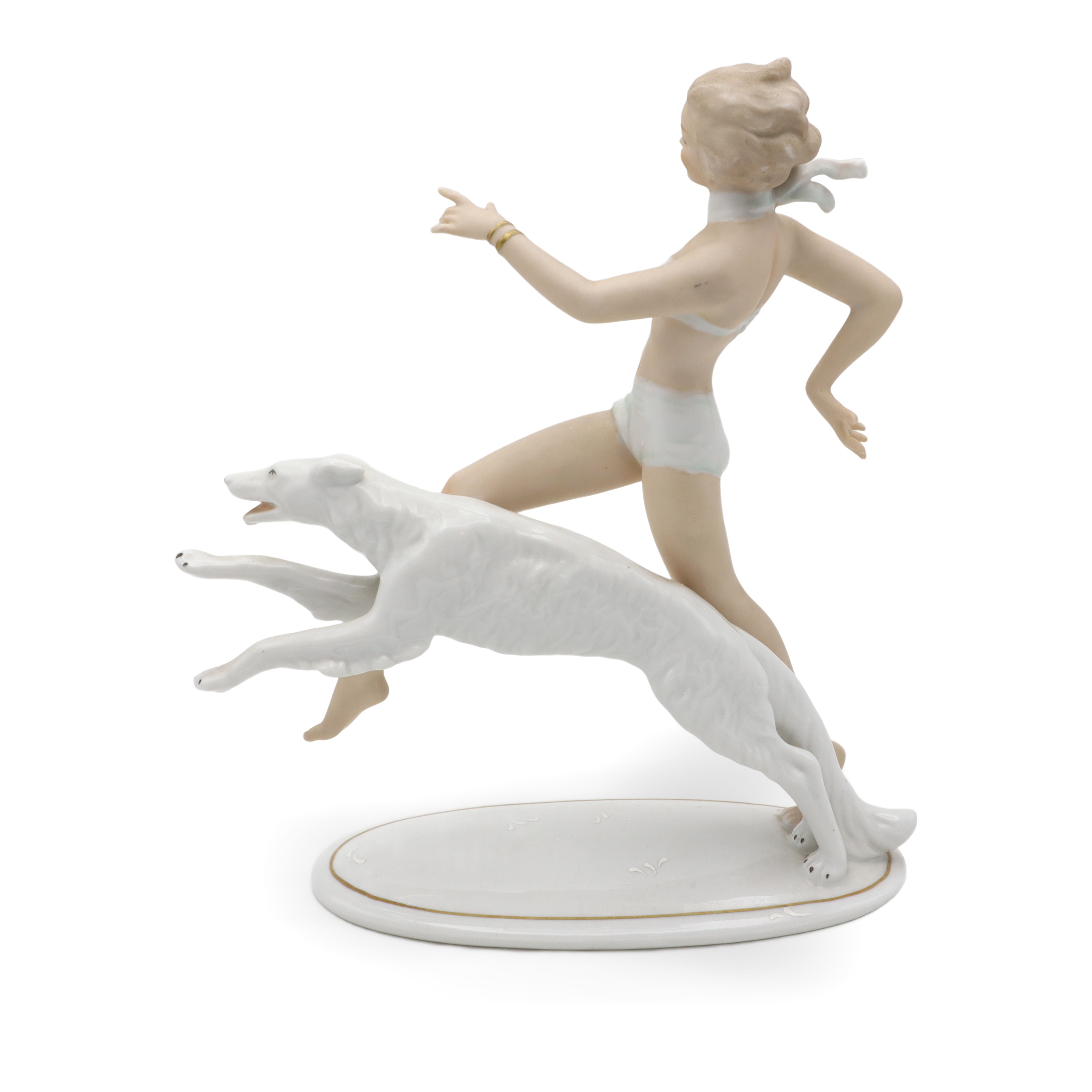 Wallendorf Dame - Laufend Mit Windhund - Porzellanfigur – Deutsche Porzellan Art Déco Statue Thumbnail for Wallendorf Dame - Laufend Mit Windhund - Porzellanfigur – Deutsche Porzellan Art Déco Statue