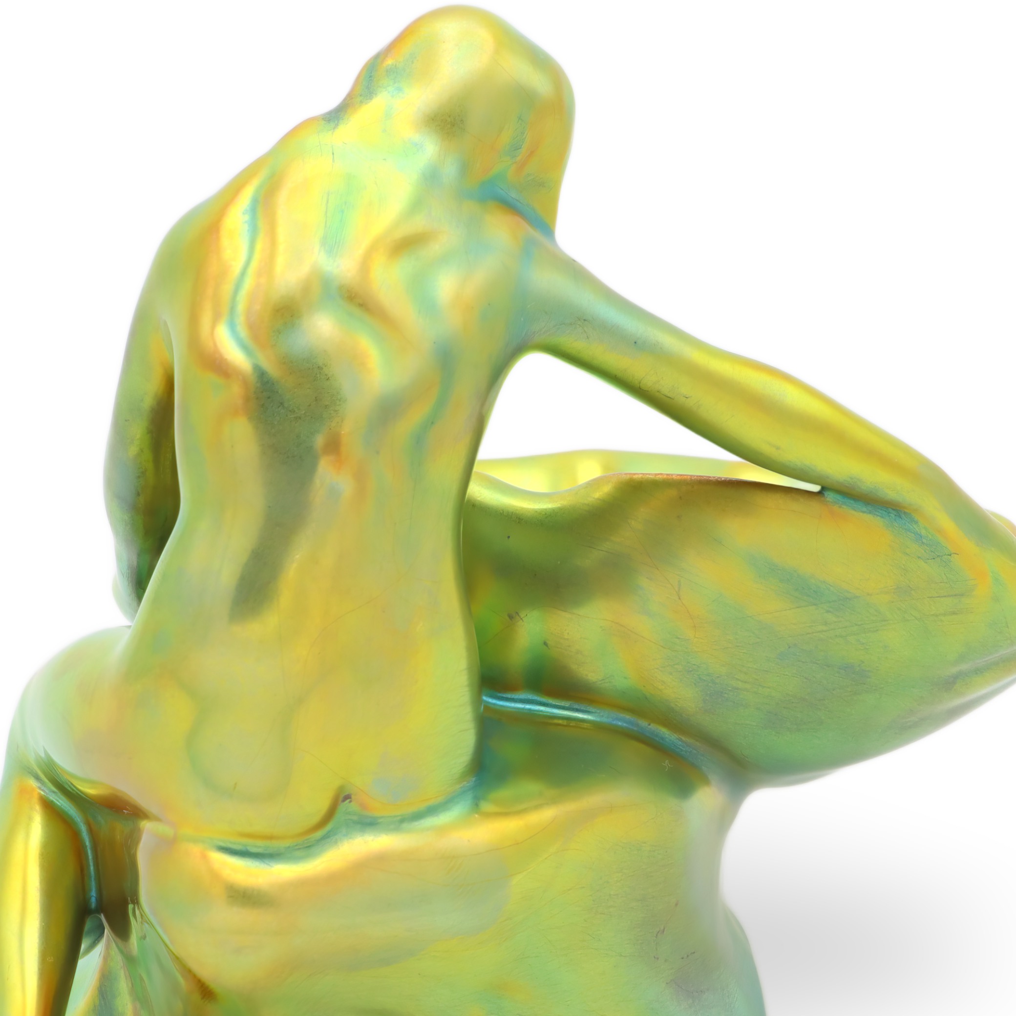 Zsolnay Eosin Art Deco Frauenfigur - Dame Mit Muschel Schale Thumbnail for Zsolnay Eosin Art Deco Frauenfigur - Dame Mit Muschel Schale