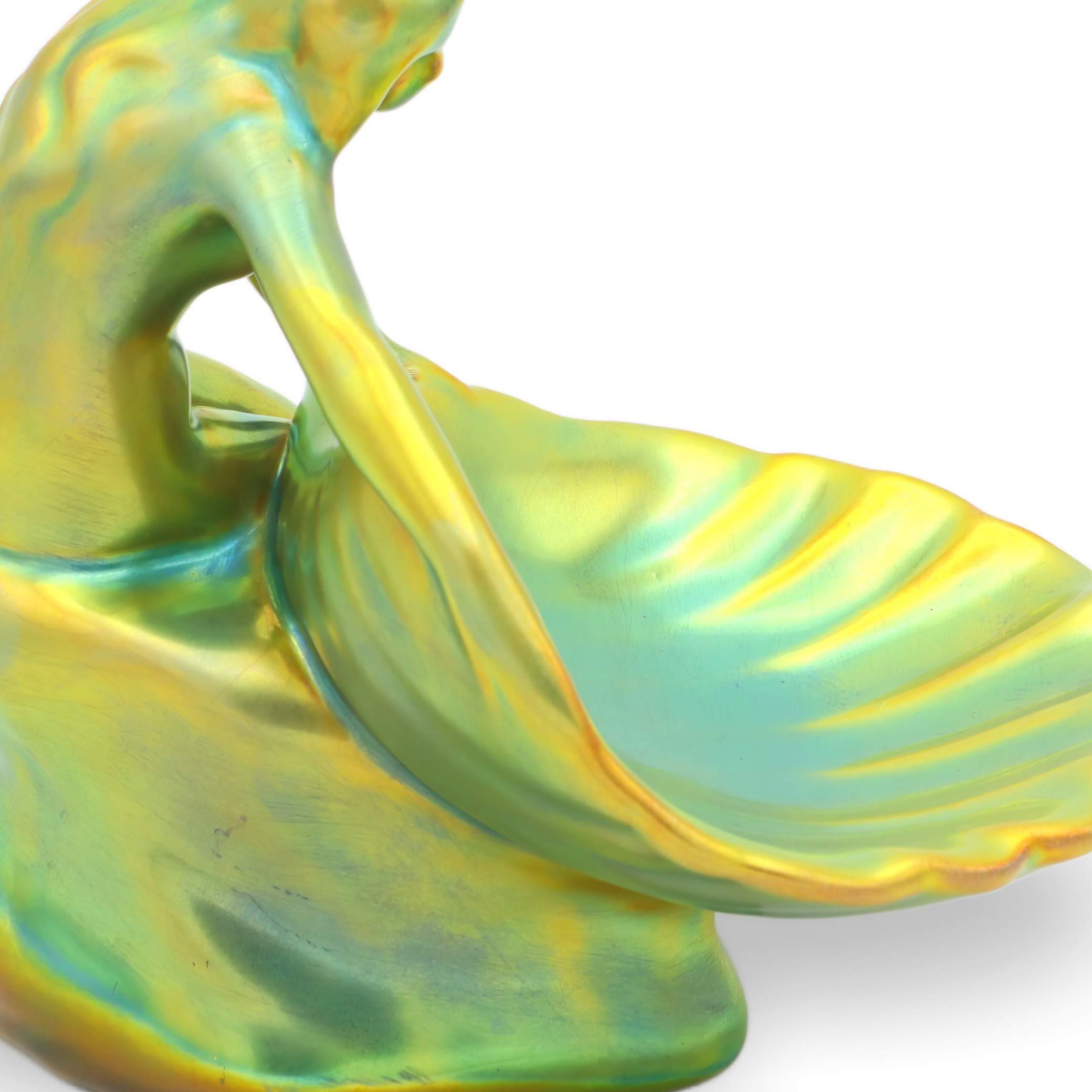 Zsolnay Eosin Art Deco Frauenfigur - Dame Mit Muschel Schale Thumbnail for Zsolnay Eosin Art Deco Frauenfigur - Dame Mit Muschel Schale